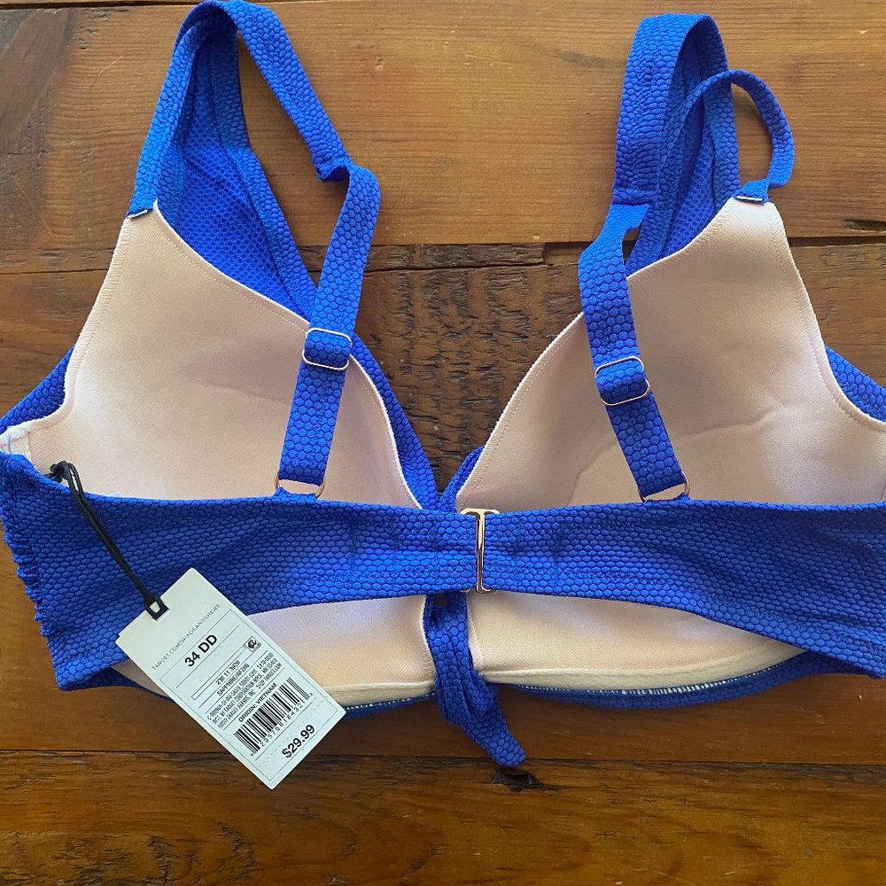 SHADE AND SHORE ROYAL BLUE BIKINI TOP SZ 34DD  NWT - Picture 2 of 3